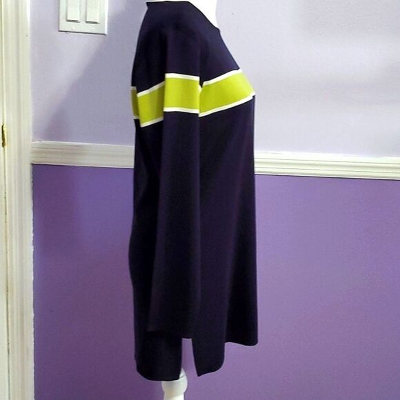 Misook Navy & Chartreuse Spirit Academia Colorblock Long Sleeve Tunic Top - Picture 3 of 7